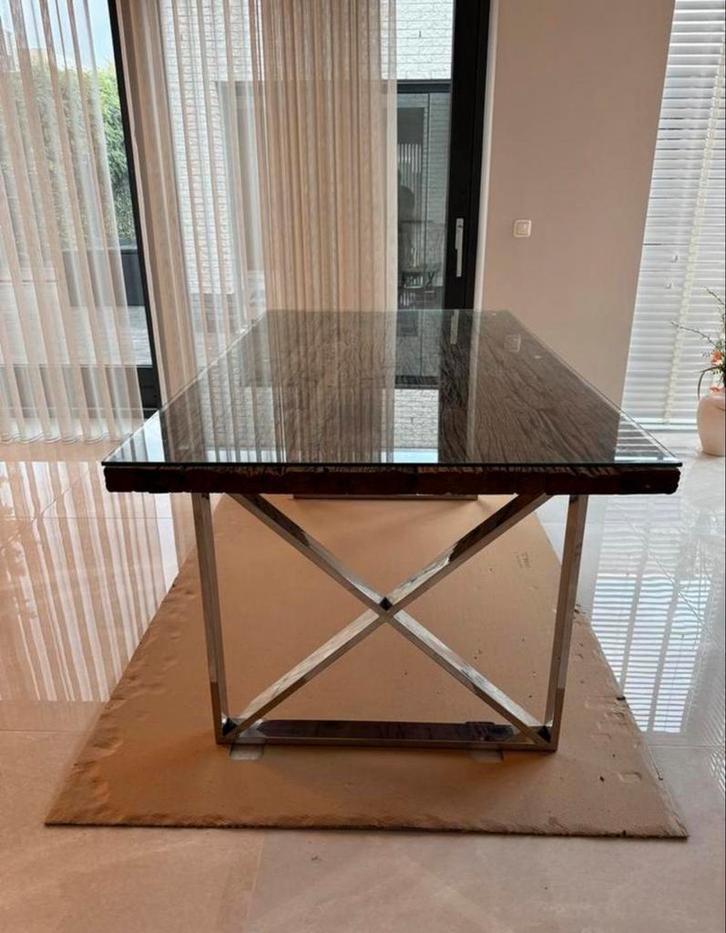 Richmond kensington Houten tafel met glazen blad, Antiek en Kunst, Antiek | Meubels | Tafels, Ophalen of Verzenden