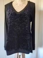 Zwarte Top met Velours Voorpand, Zwart, Ophalen of Verzenden, Zo goed als nieuw, Lange mouw