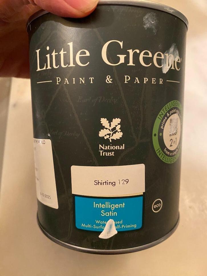 Little Greene Shirting 1L Intelligent Satin, Doe-het-zelf en Verbouw, Verf, Beits en Lak, Zo goed als nieuw, Verf, Minder dan 5 liter