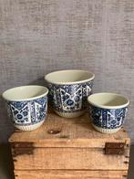 3 antieke Delfts blauwe bloempotten Royal Sphinx by Boch, Ophalen of Verzenden