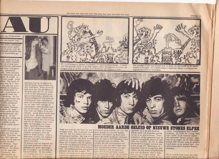 Hitweek 14 1967 jaargang3 Rolling Stones Charlie Watts, Verzamelen, Muziek, Artiesten en Beroemdheden, Gebruikt, Boek, Tijdschrift of Artikel