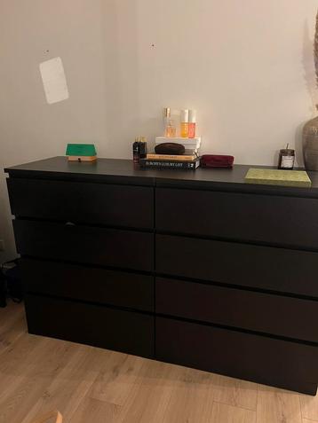 2 x Malm ladekast (8 lades) Zwart