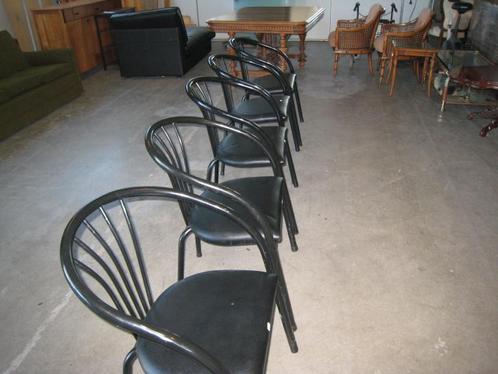 5 buisframe stoelen met leren bekleding (Stapelbaar), Huis en Inrichting, Stoelen, Gebruikt