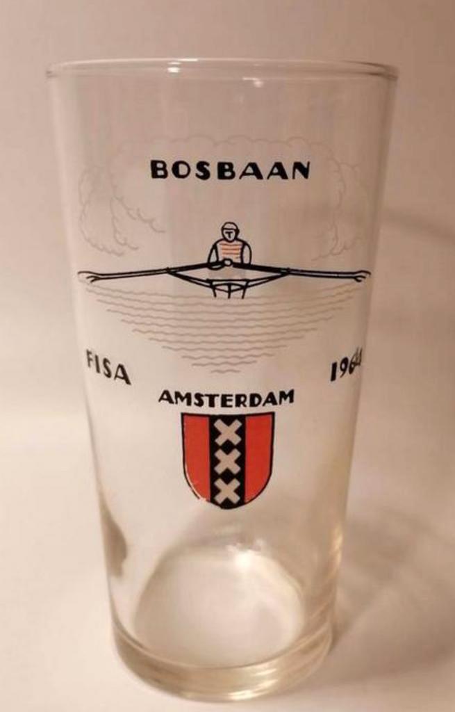zeldzaam & fraai glas: Amsterdam, Bosbaan, Roeien, EK 1964, Verzamelen, Sportartikelen en Voetbal, Zo goed als nieuw, Ajax, Ophalen of Verzenden