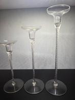 Slingerglas Glazen kandelaars - set van 3, Ophalen of Verzenden, Glas