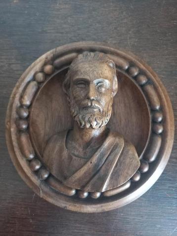 Antieke houten tondo.....medaillon. beschikbaar voor biedingen