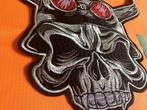 XXL biker back patch schedel met hoorns, Verzenden, Nieuw