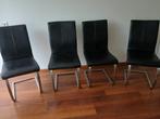 4 eetkamerstoelen, Huis en Inrichting, Stoelen, Ophalen, Gebruikt, Zwart, Metaal