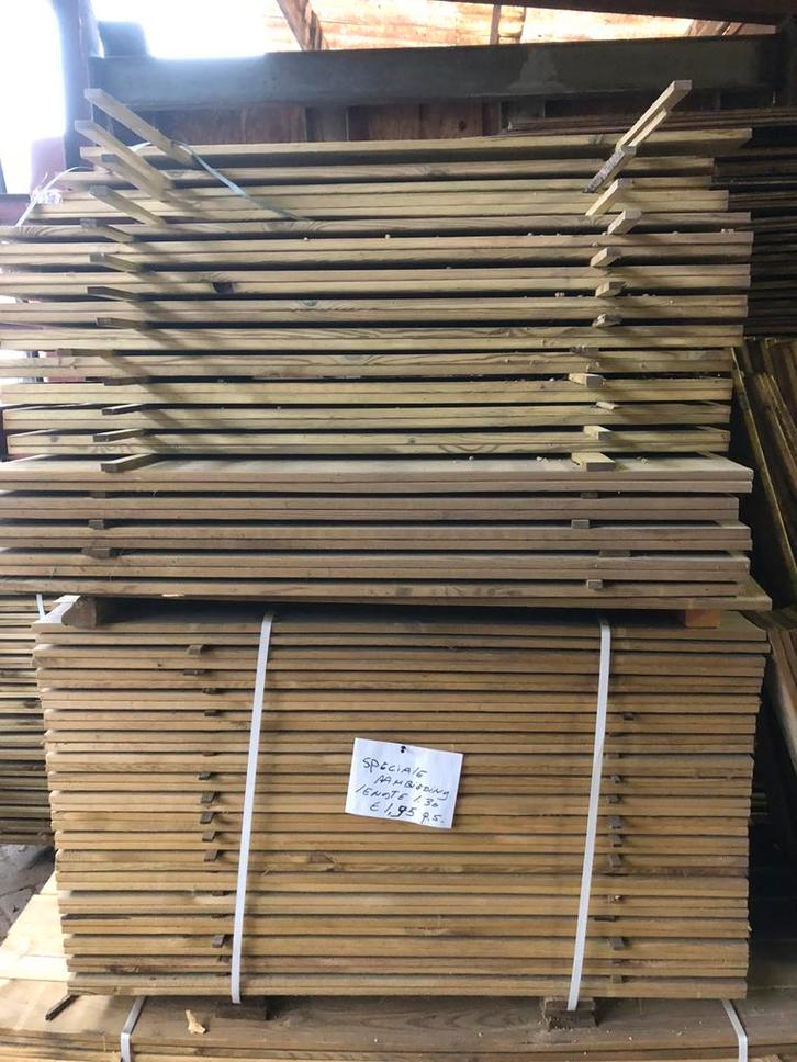 Nieuwe tuinplanken in diverse lengtes, Doe-het-zelf en Verbouw, Hout en Planken, Nieuw, Plank, Grenen, Geïmpregneerd, Ophalen