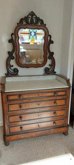 Antieke kaptafel met marmerenblad, Ophalen, Gebruikt, 50 tot 100 cm, 100 tot 150 cm