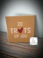 Tekst tegel "Zo trots op jou" tegel met spreuk, Ophalen of Verzenden, Nieuw