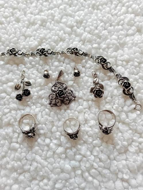 ZILVEREN ROOS SIERADEN ARMBAND RINGEN HANGERS TEKA 925, Sieraden, Tassen en Uiterlijk, Antieke sieraden, Armband, Zilver, Ophalen of Verzenden