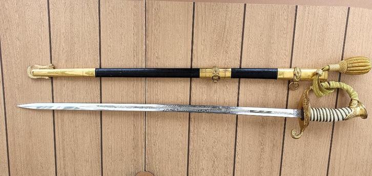 US Naval Officer Sword model 1852 WW2 era, Verzamelen, Militaria | Algemeen, Marine, Zwaard of Sabel, Amerika, Ophalen of Verzenden