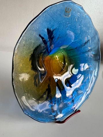 Kosta Boda Art Collection Schaal Blauw Oker Göran Wärff beschikbaar voor biedingen