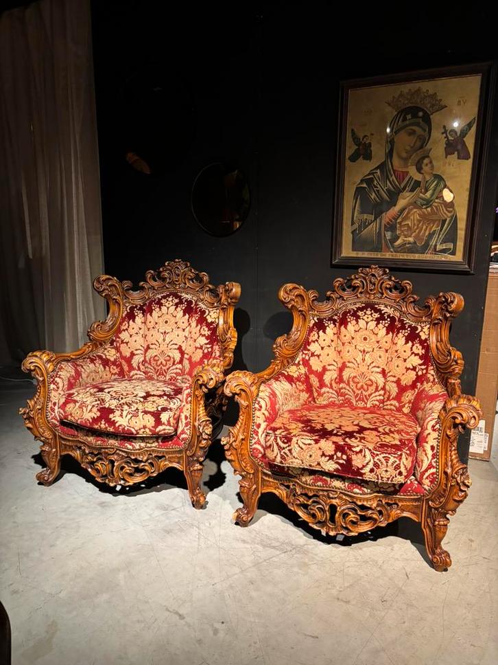 2 Klassieke Barok Fauteuils, Antiek en Kunst, Antiek | Meubels | Stoelen en Banken, Ophalen of Verzenden