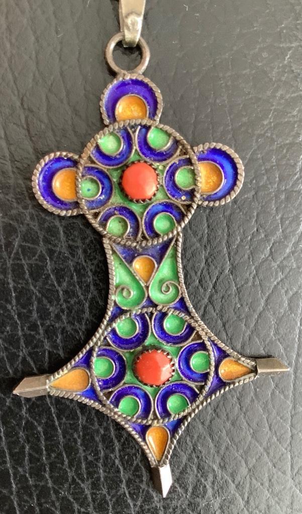 Ketting met hanger berberkruis kruis van Agadez Toeareg, Sieraden, Tassen en Uiterlijk, Kettingen, Gebruikt, Zilver, Zilver, Met hanger