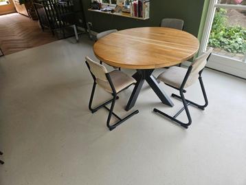 Ronde Eettafel - 120cm - Eikenhout & Metaal beschikbaar voor biedingen