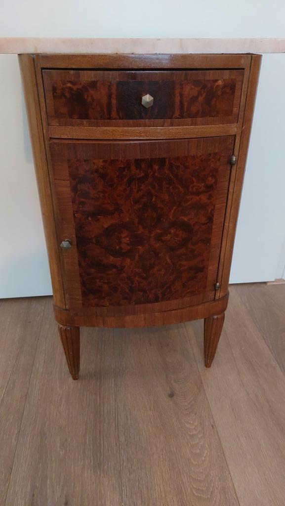 Antiek nachtkastje met lade en (los) marmeren blad, Huis en Inrichting, Slaapkamer | Nachtkastjes, Gebruikt, 55 tot 70 cm, Minder dan 45 cm