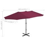 Parasol met aluminium paal 460x270 cm bordeauxrood, Tuin en Terras, Parasols, Nieuw, Kantelbaar, Zweefparasol, Ophalen of Verzenden