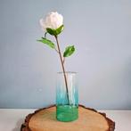 Glazen cilinder vaasje met turquoise kleurverloop, Huis en Inrichting, Woonaccessoires | Vazen, Ophalen of Verzenden, Zo goed als nieuw