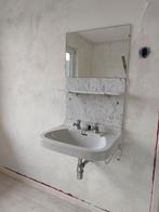 Wastafel met spiegel en marmeren plankje marmer, Huis en Inrichting, Badkamer | Badkamermeubels, Ophalen, Minder dan 50 cm, Gebruikt