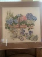 Borduurwerk mand met hortensia's, Ophalen, Zo goed als nieuw, Handborduren, Overige typen