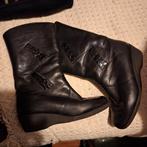 Zwarte leren lage laarzen bont gevoerd, Zwart, Lage of Enkellaarzen, Ophalen of Verzenden, Onbekend