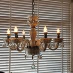 Mooie witte kroonluchter met dimbare led-lampen, Huis en Inrichting, Lampen | Kroonluchters, Ophalen, Zo goed als nieuw, Glas