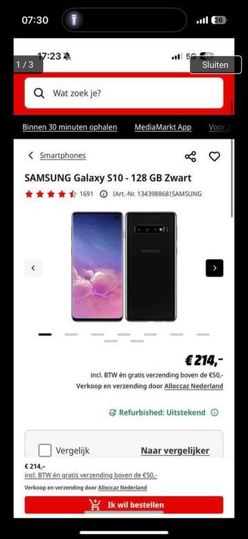 Samsung s10 beschikbaar voor biedingen