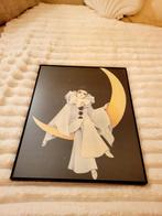 Art-deco Pierrot clown, zittend op de maan., Ophalen of Verzenden, Zo goed als nieuw, Hout, Minder dan 50 cm