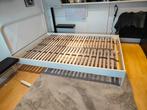 Wit stalen bed, Ophalen, 90 cm, Eenpersoons, Zwart