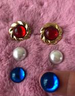 Vintage clip oorbellen 3 kleuren die je kunt wisselen, Overige materialen, Blauw, Ophalen of Verzenden, Zo goed als nieuw
