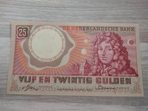 Bijna UNC biljet 25 gulden Huygens, 1955, Postzegels en Munten, Bankbiljetten | Nederland, 25 gulden, Ophalen of Verzenden