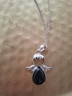 Ketting met engel en obsidiaan, Overige materialen, Zwart, Ophalen of Verzenden, Zo goed als nieuw