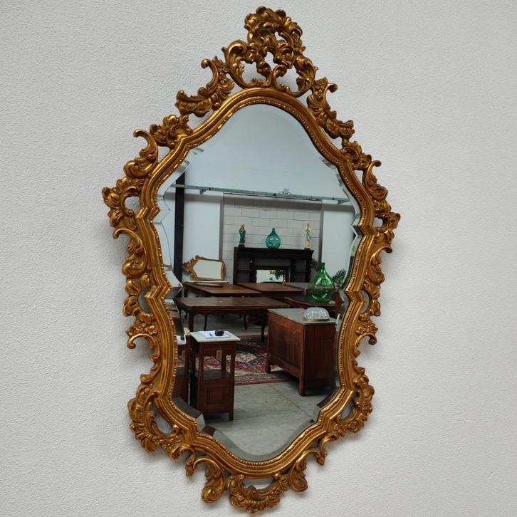 Vintage Barok Brocante Rococo spiegel schouwspiegel Facet 13, Huis en Inrichting, Woonaccessoires | Spiegels, Gebruikt, Overige vormen