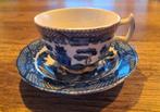 Antieke Blue Willow porseleinen kop en schotel, Ophalen of Verzenden