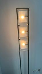 Vloerlamp geborsteld staal modern 3 lichtbronnen dimbaar, Ophalen, 100 tot 150 cm, Zo goed als nieuw, Metaal