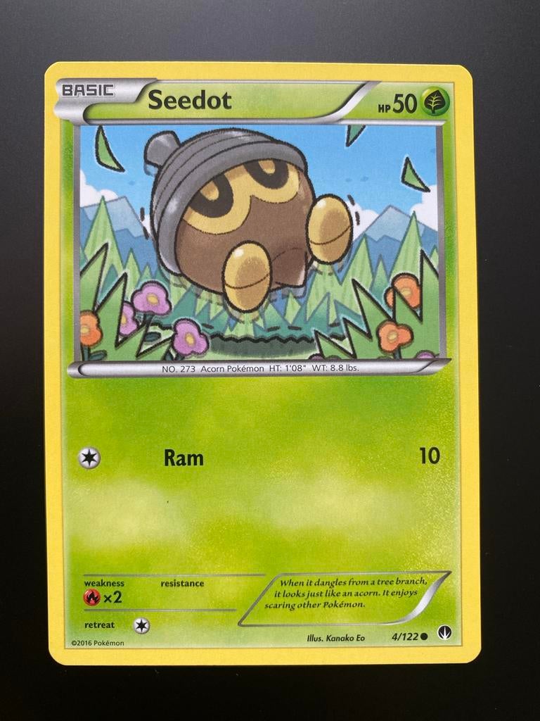 Seedot 4/122 Pokémon XY Breakpoint 2016 Mint Packfresh, Ophalen of Verzenden, Zo goed als nieuw, Losse kaart
