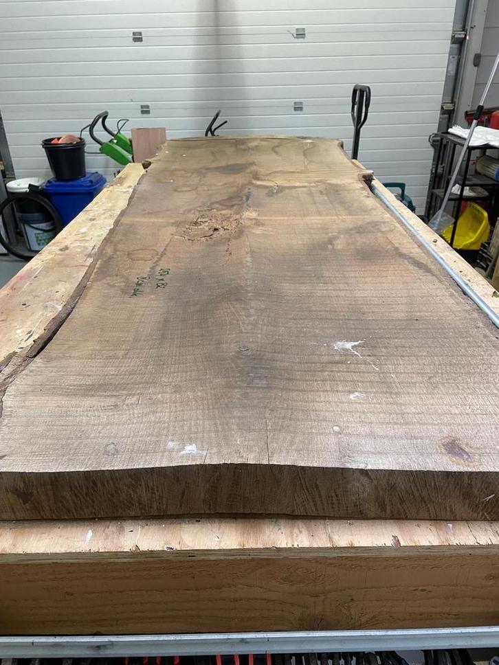 Eiken boomstam tafelblad - schaaldeel, Doe-het-zelf en Verbouw, Hout en Planken, Gebruikt, Plank, Eiken, 250 tot 300 cm, 50 mm of meer