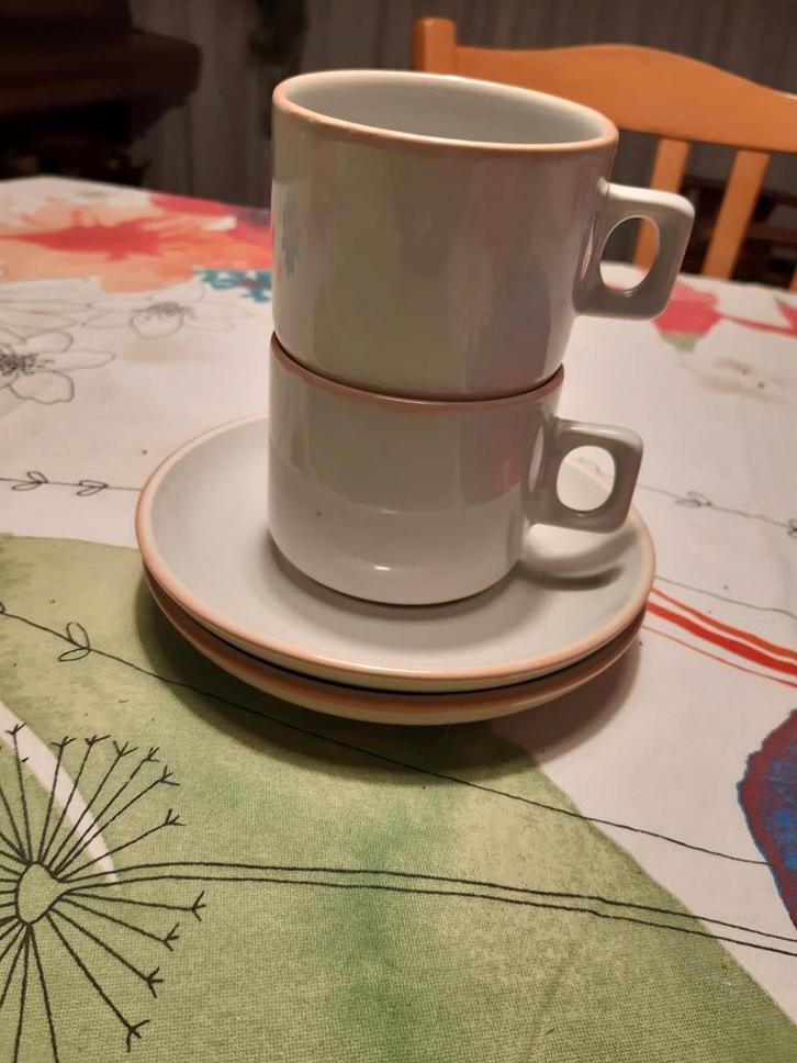 Vintage Koffieservies Huizen Holland Driehoek  ism DE, Huis en Inrichting, Keuken | Servies, Nieuw, Kop(pen) en/of Schotel(s)