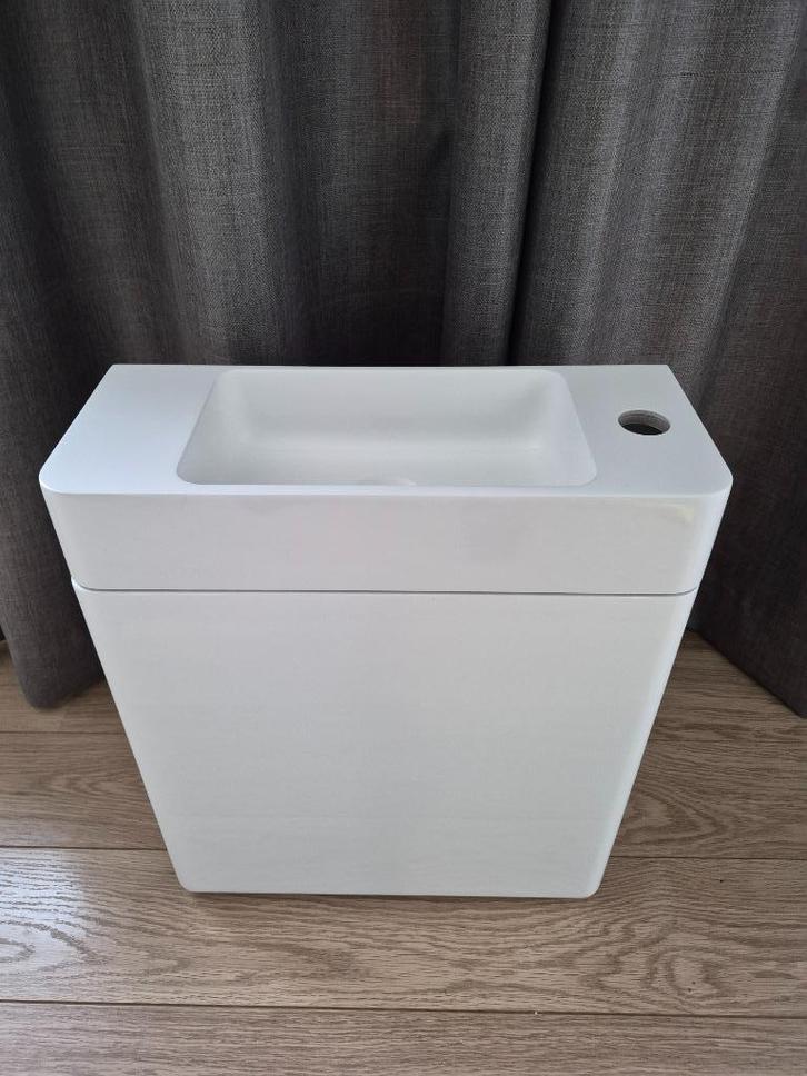 Toiletmeubel inclusief wastafel 40 x 18 cm hoogglans wit, Huis en Inrichting, Badkamer | Badkamermeubels, Zo goed als nieuw, Wastafelkast