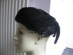 Vintage dameshoed jaren '40/'50 zwart met veren, Ophalen of Verzenden, Dames