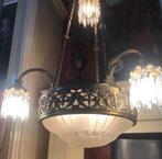 Franse hanglamp / kroonluchter kristal art deco Lalique glas