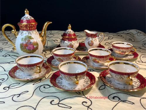 HK Bavaria Germany 24K tea compleet set, Fragonard, Antiek en Kunst, Antiek | Servies compleet, Ophalen of Verzenden