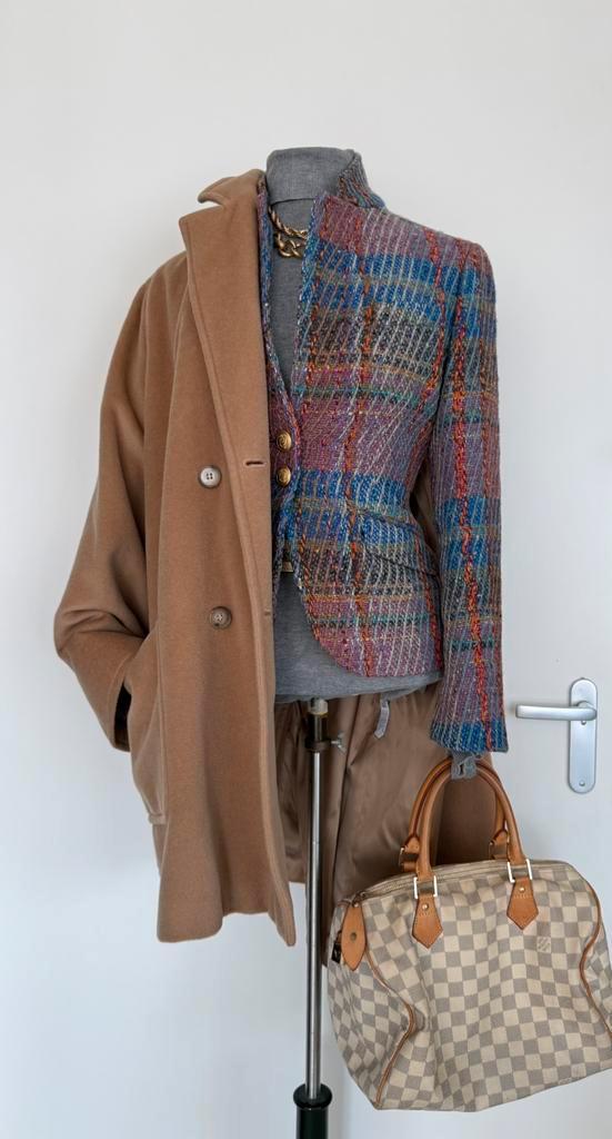 Scapa wollen tweed ruit jasje met gouden knopen maat 38, Kleding | Dames, Jasjes, Kostuums en Pakken, Verzenden