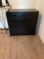 Zwarte commode met 4 lades, Ophalen, 50 tot 100 cm, Zo goed als nieuw, Met lade(s)