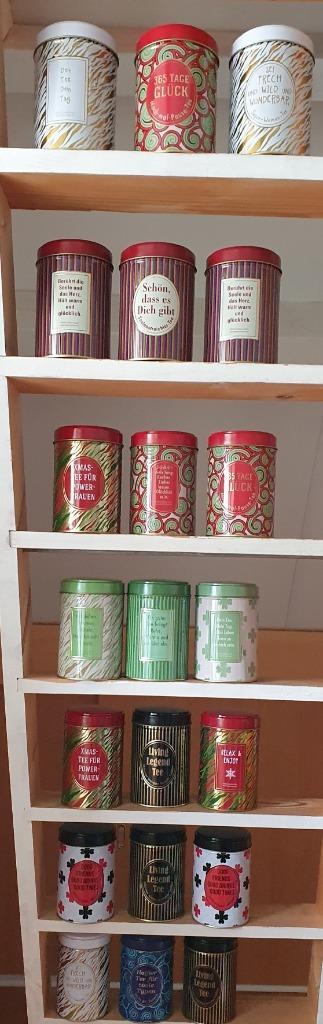 Leuke thee blikjes met originele teksten, Verzamelen, Blikken, Zo goed als nieuw, Thee, Ophalen of Verzenden