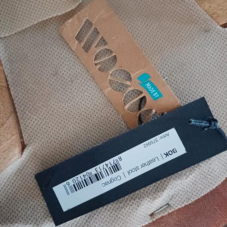 3 leren krukjes, merk WOOOD, Huis en Inrichting, Krukjes, Hout, Ophalen