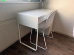Bureau Micke van IKEA - wit (met witte stoel), Ophalen, Zo goed als nieuw, Bureau
