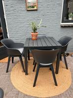 Tuinset - Tuintafel met stoelen - Kunststof, Ophalen, Gebruikt, Vierkant, Kunststof